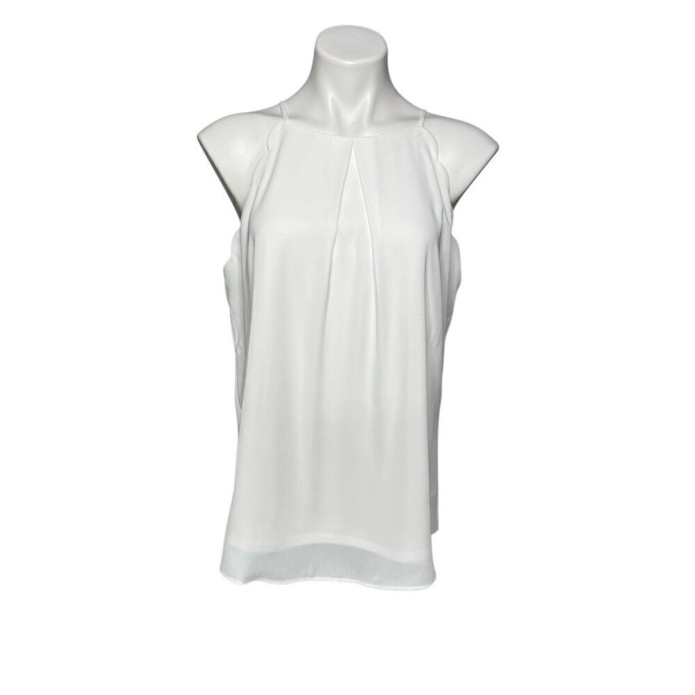 Fortune + Ivy NWT stitch fix white Valdez scallop trim detail blouse size L
